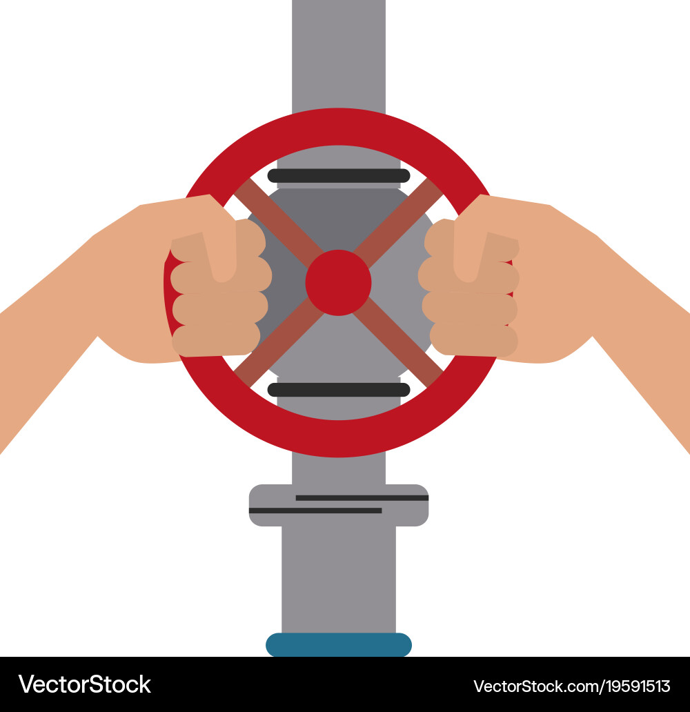 Hands on pipeline Vector Image