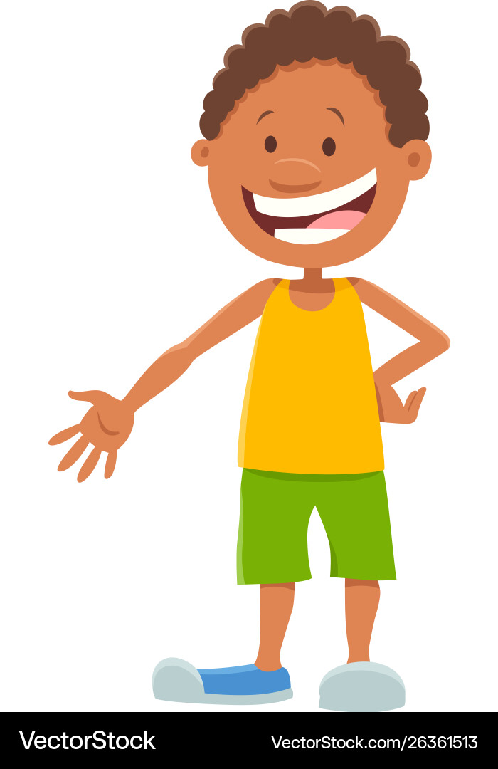 Happy african boy cartoon character vector image
