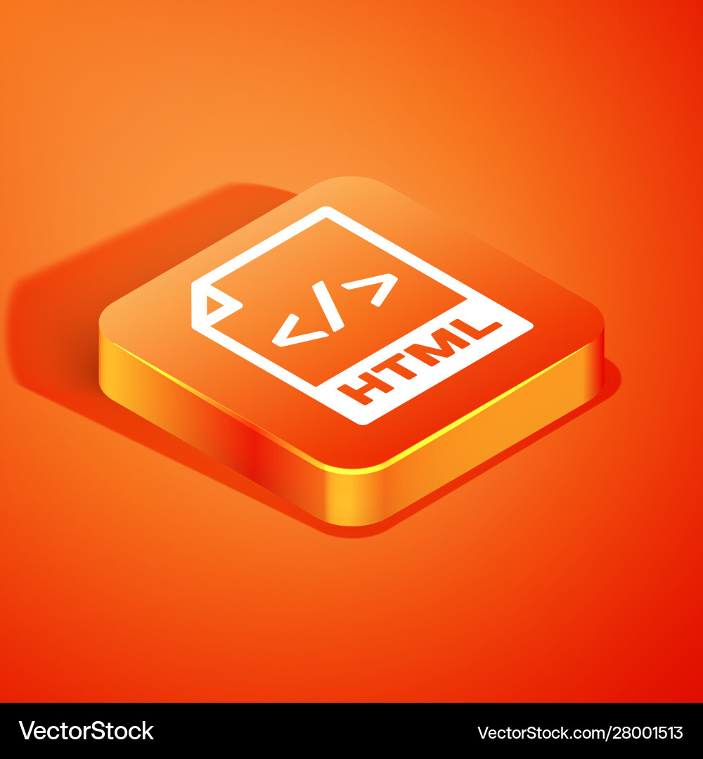 HTML Download Button - Isometric vector image