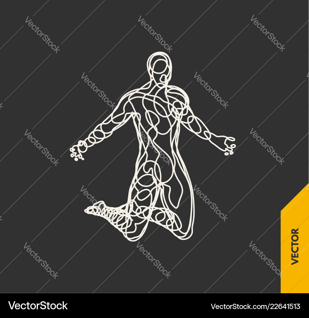 Man who prays 3d model of wire connection Vector Image