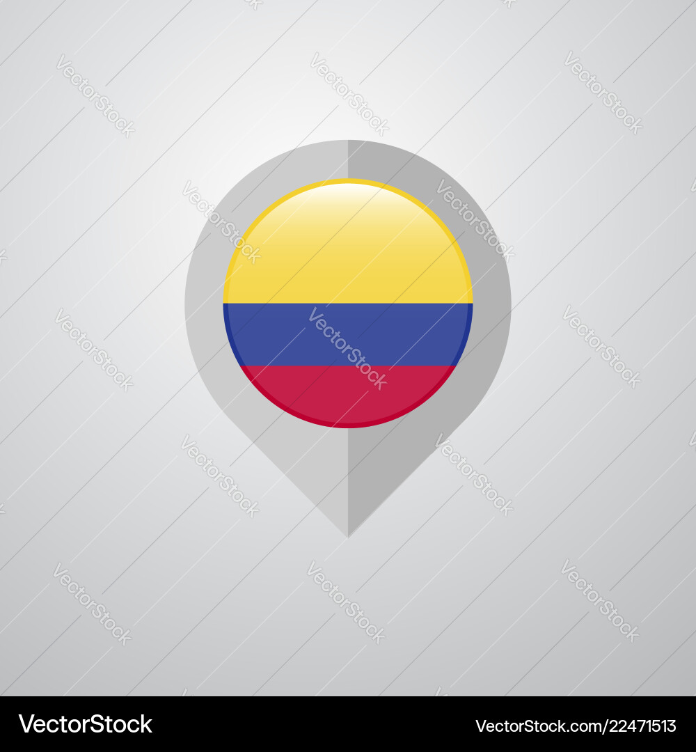 Map navigation pointer with colombia flag design Vector Image