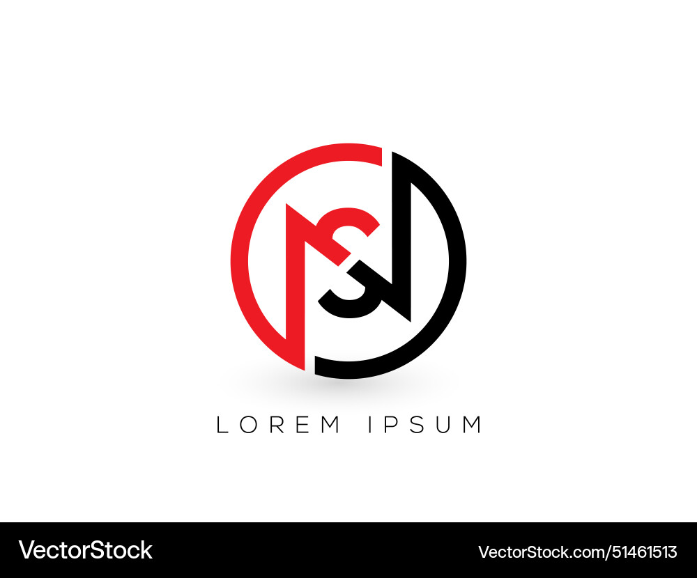 Ns letters initials monogram logo design template Vector Image