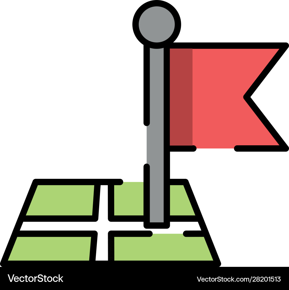 Paper map guide with flag icon vector image