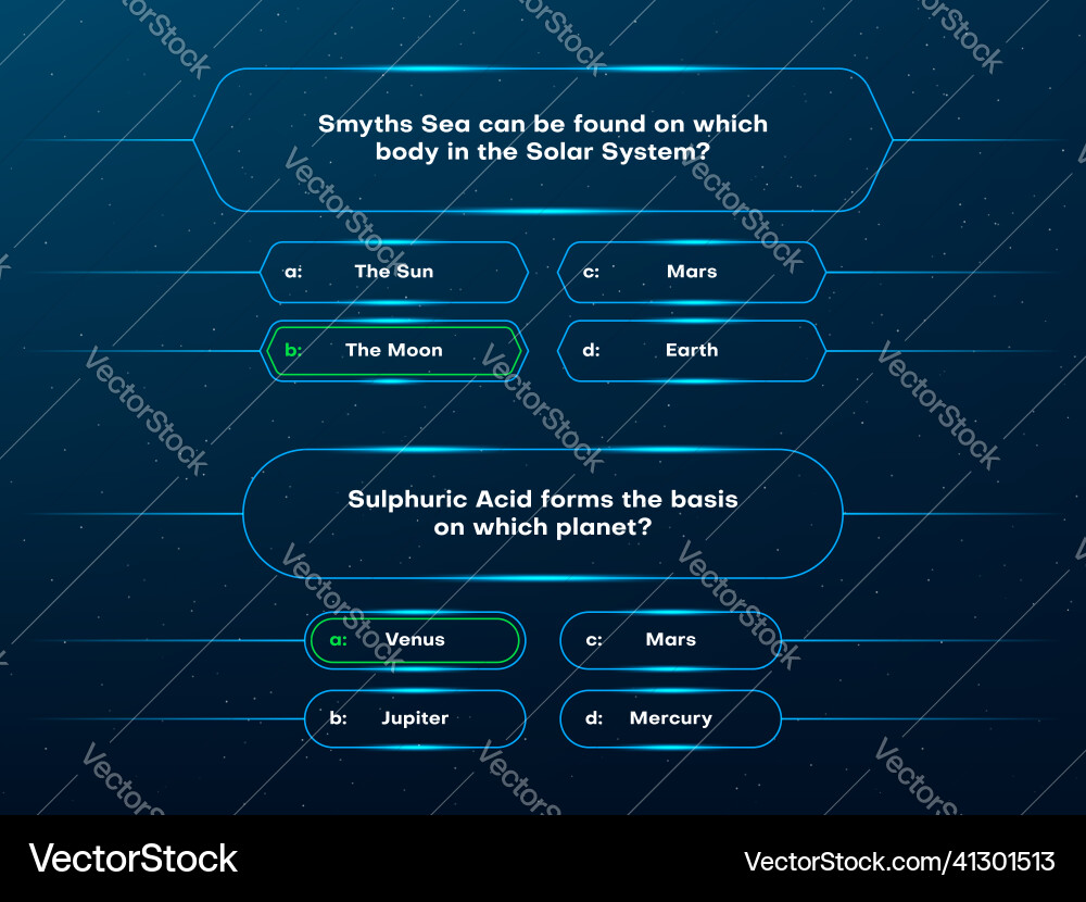 Quiz questions and test menu choice vector image