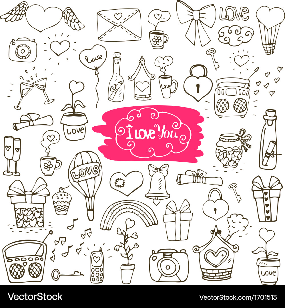 Romantic Doodle Hearts Royalty Free Vector Image