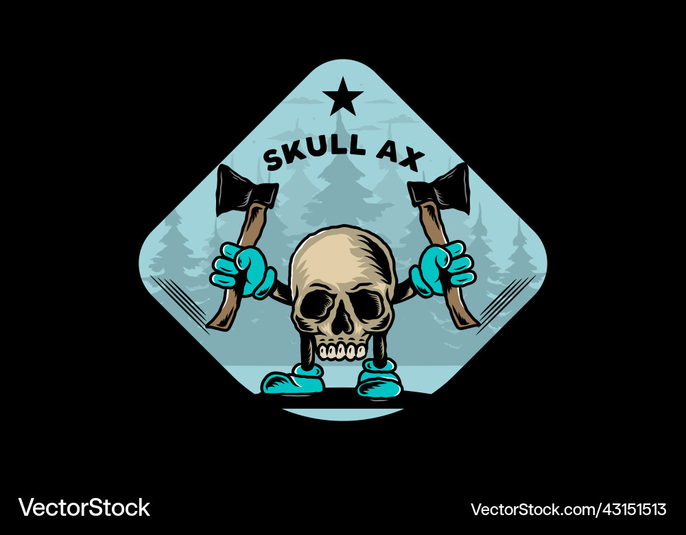 Skull holding two ax design Skull holding two ax design vector image
