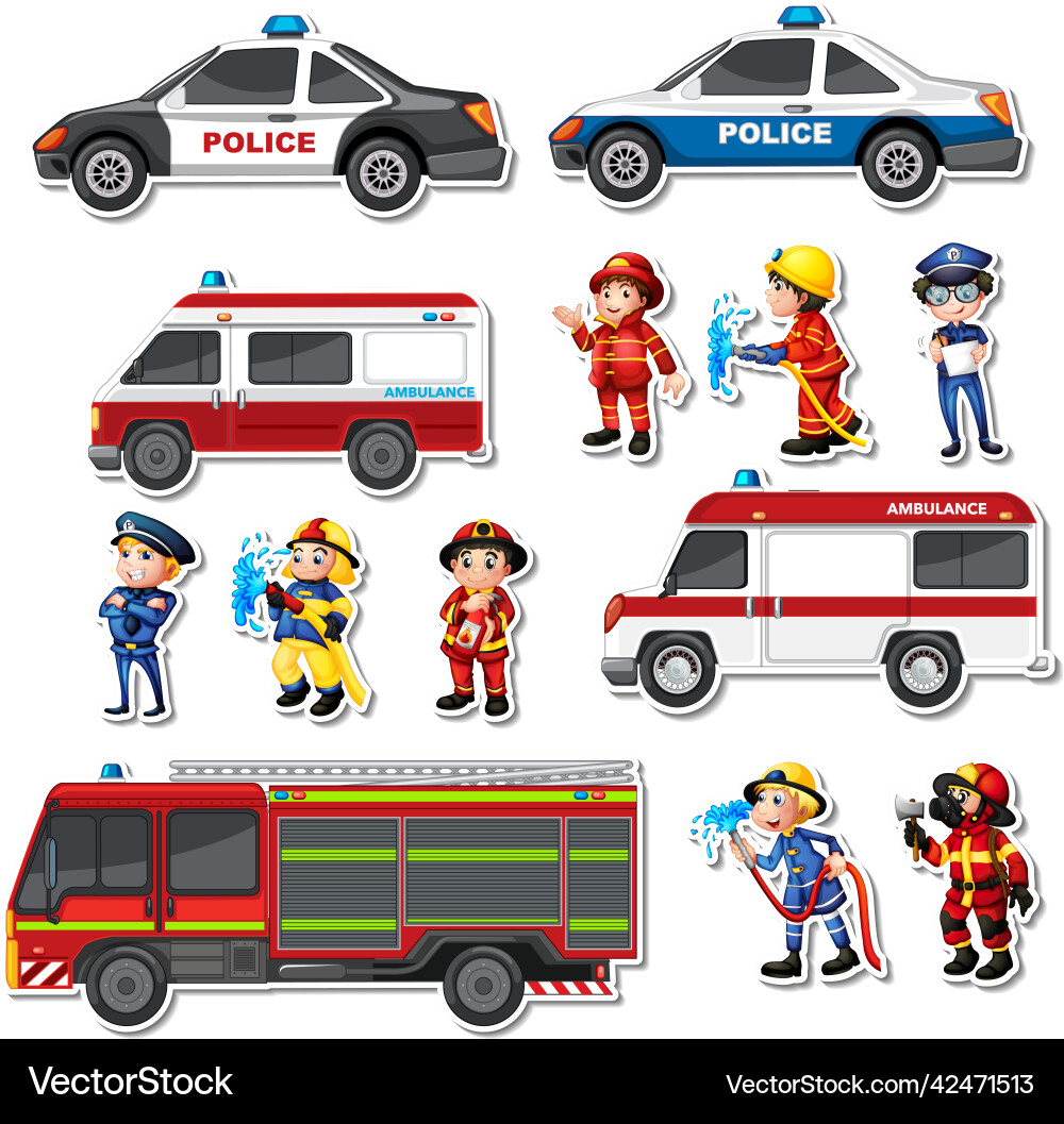 Sticker set of professions characters and objects Vector Image