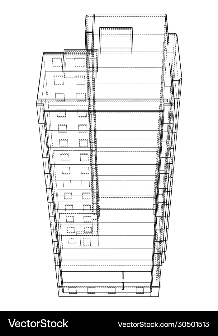 Wire-frame model a multi-storey building Wire-frame model a multi-storey building vector image