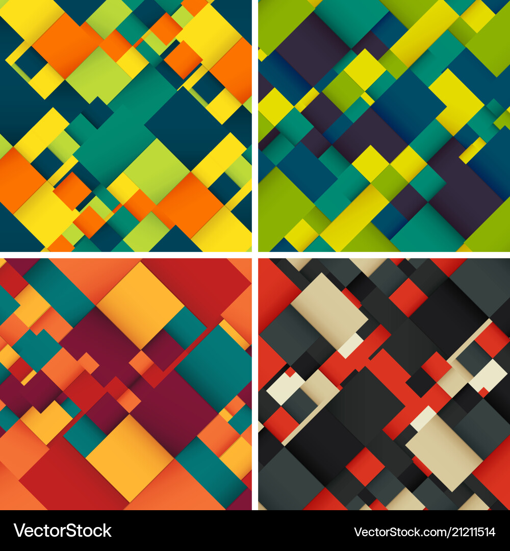 Abstract background set with colorful squares Vector Image