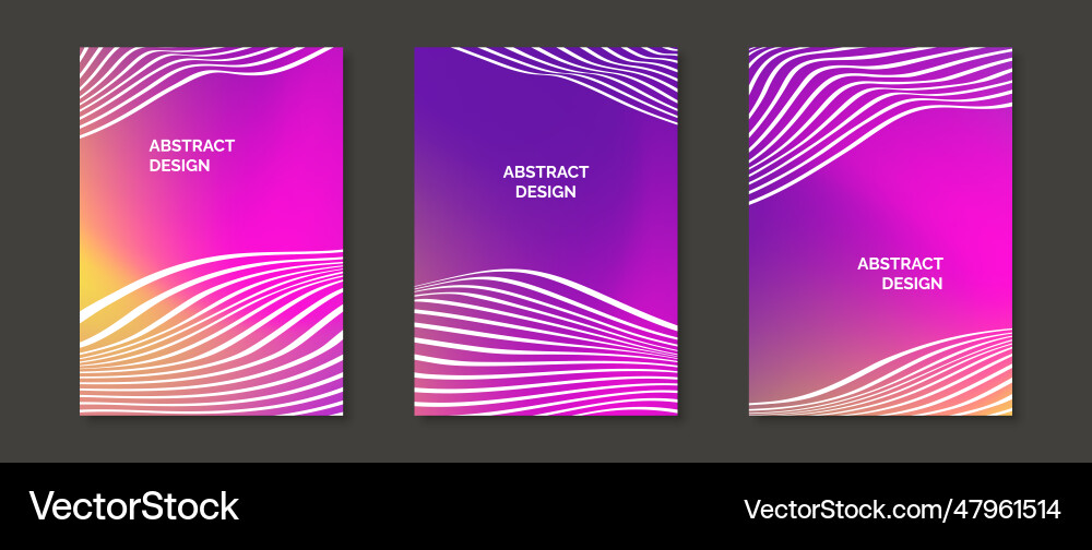 Abstract gradient backgrounds with wavy lines set Vector Image