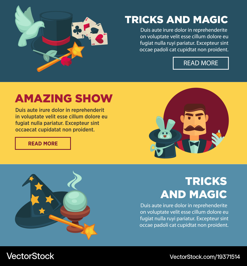 Amazing show with tricks and magic internet Vector Image
