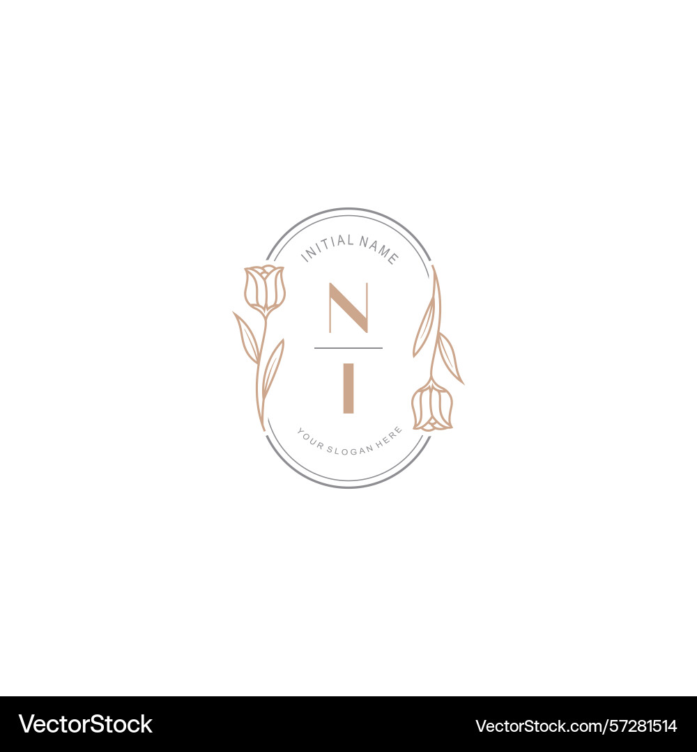 Botanical monogram logos with initial ni Vector Image