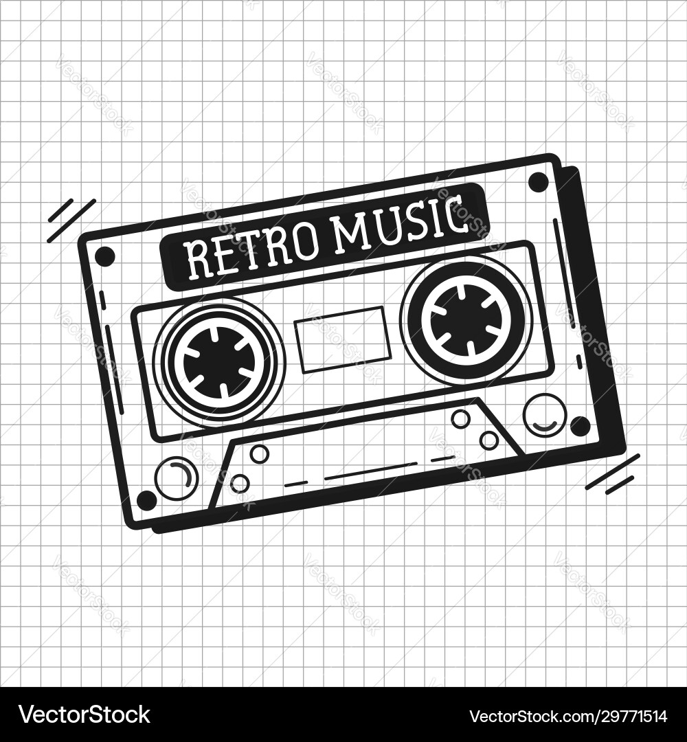 Cassette icon draw in a notebook suitable Cassette icon draw in a notebook suitable vector image