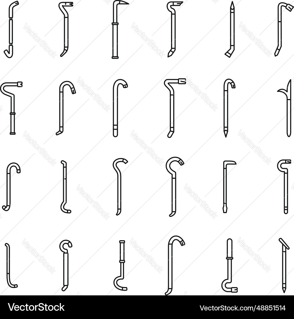Crowbar icons set outline breaking Crowbar icons set outline breaking vector image