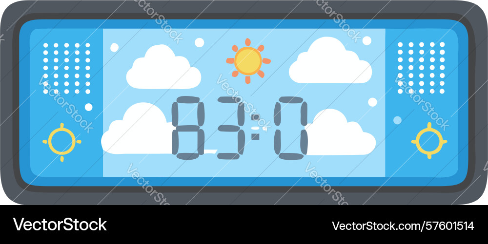 Digital weather display time and atmospheric vector image