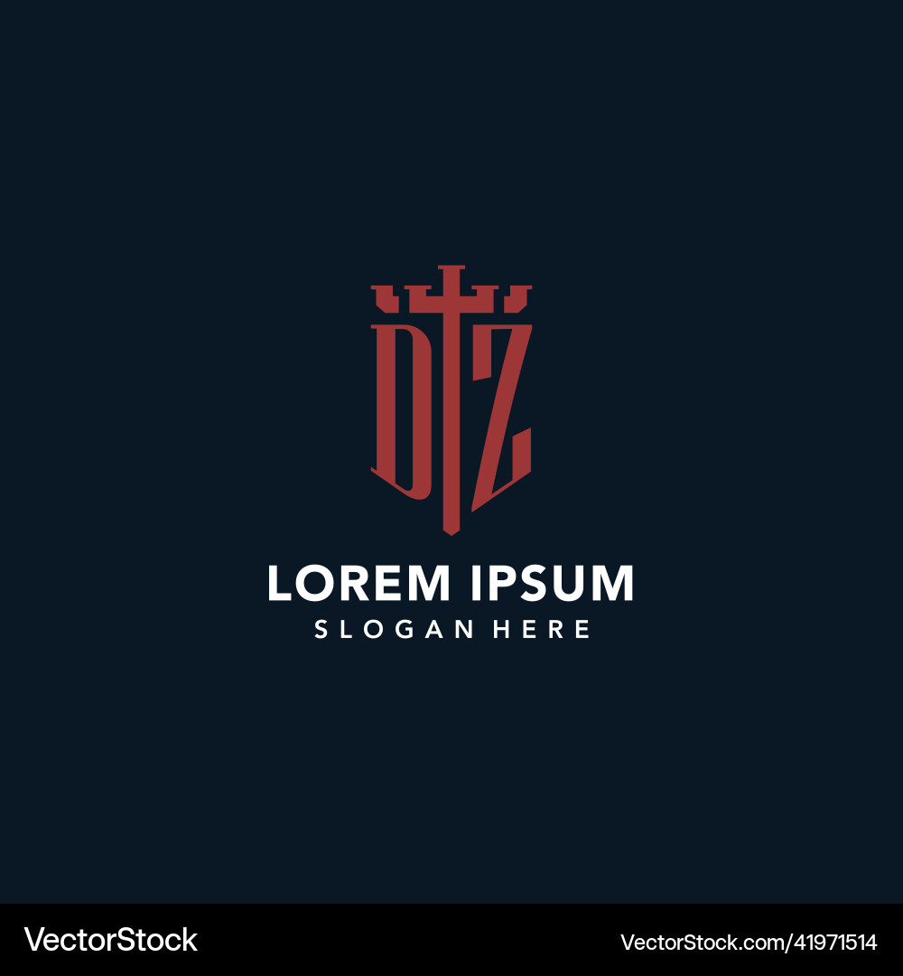 Dz initial monogram logos with sword and shield Vector Image