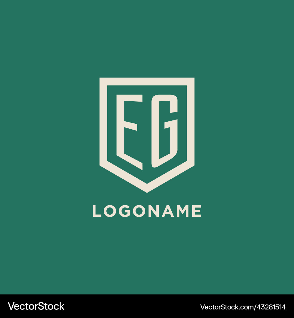 Eg initial logo monogram shield geometric shape Vector Image