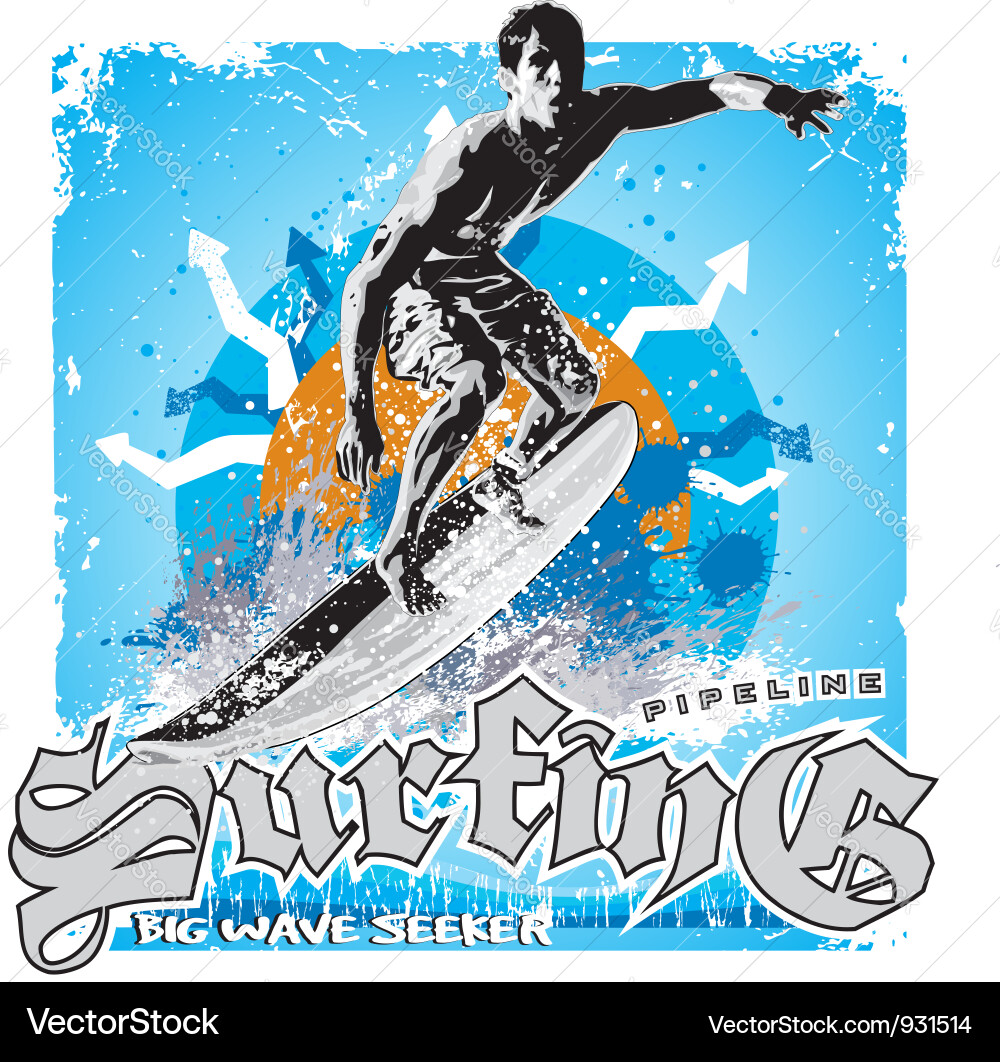 Epic Big Wave Surfing Royalty Free Vector Image