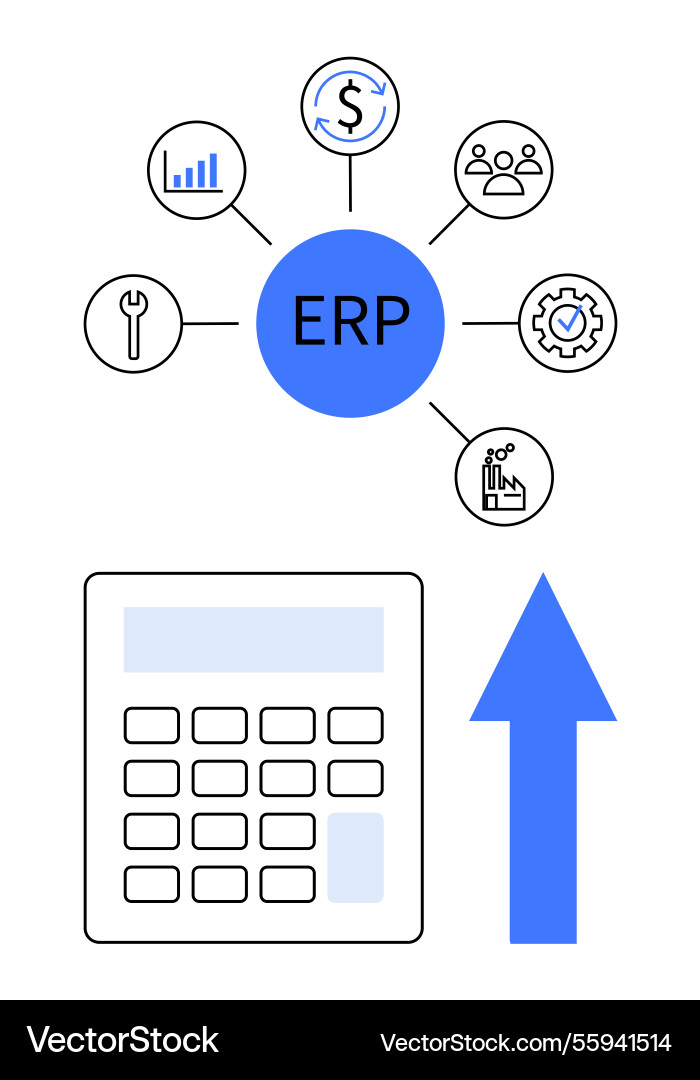 Erp integration with business tools representing vector image