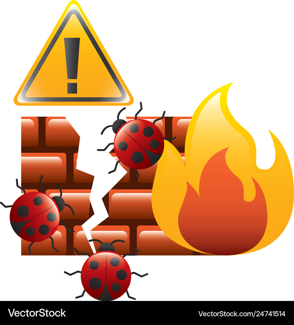 Firewall with alert signal vector image
