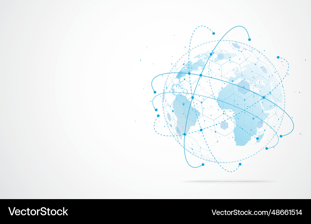 Global network connection world map point Global network connection world map point vector image