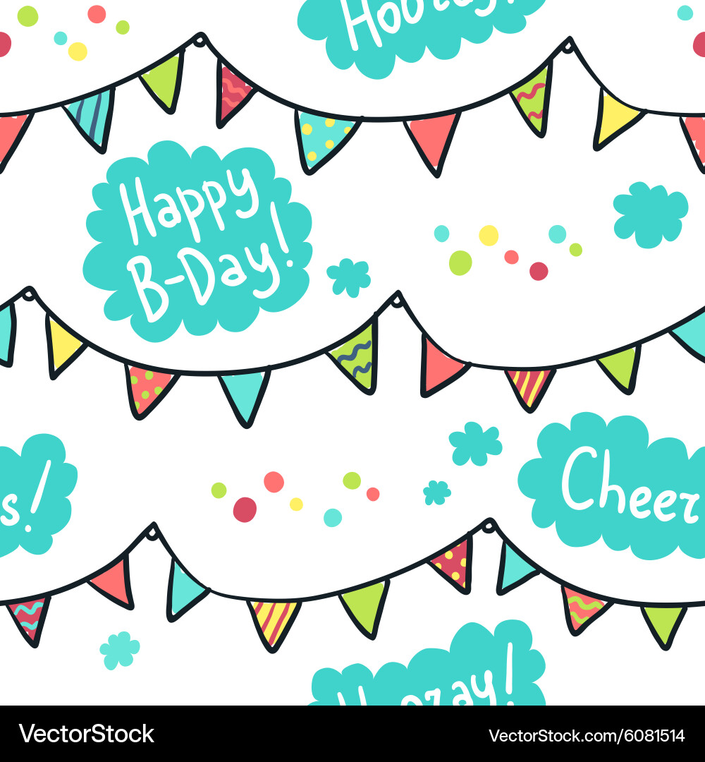 Hand-drawn seamless pattern with flags clouds vector image
