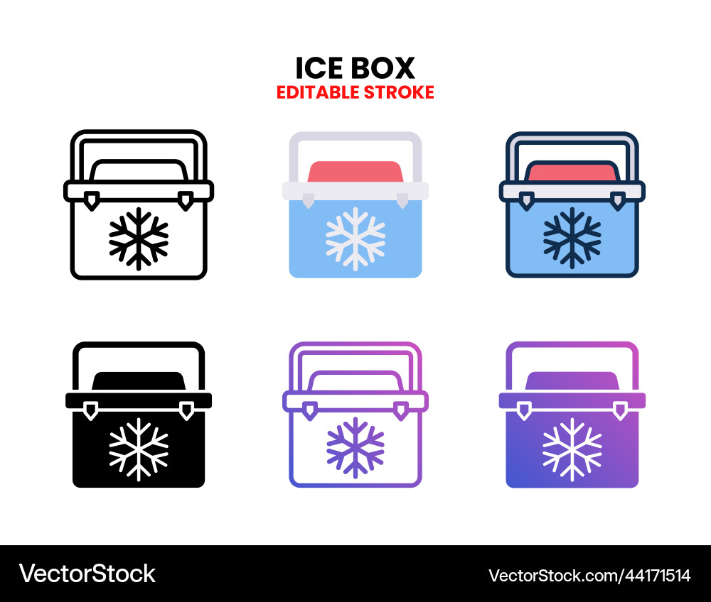 Ice box icon set with different styles Ice box icon set with different styles vector image