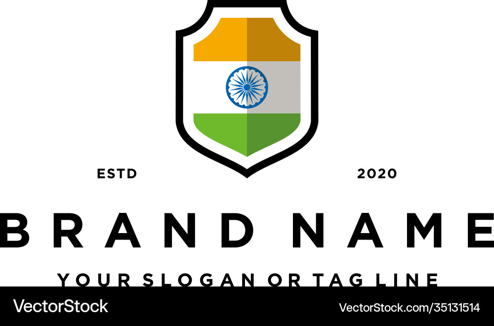 Indien Flaggenschild Logo Design Indien Flaggenschild Logo Design vektorbild