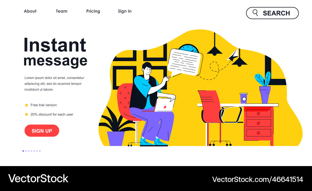 Instant message concept for landing page template Instant message concept for landing page template Vector Image