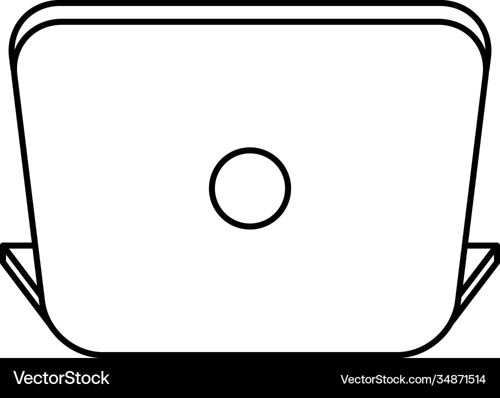 Laptop computer portable device back line style vector image