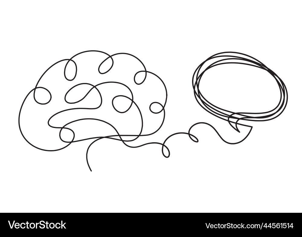 Man silhouette brain with comment space as line Vector Image