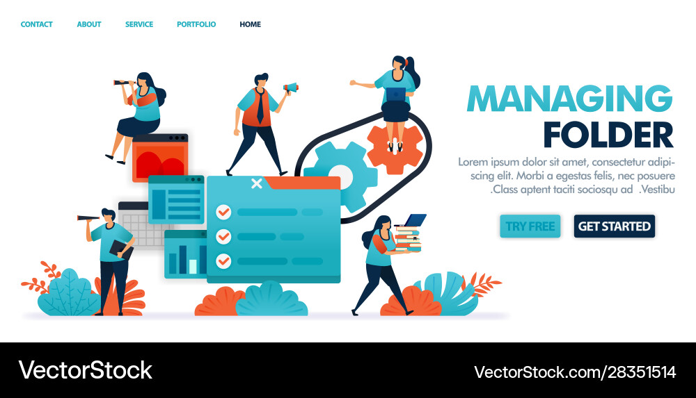 Manage folder file data and document for jobs vector image