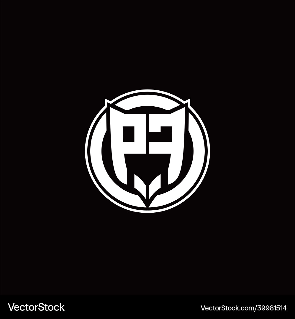 Pf logo monogram with shield and circluar shape Pf logo monogram with shield and circluar shape vector image