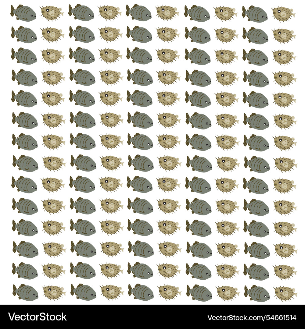 Piranha and puffer fish as a pattern background vector image