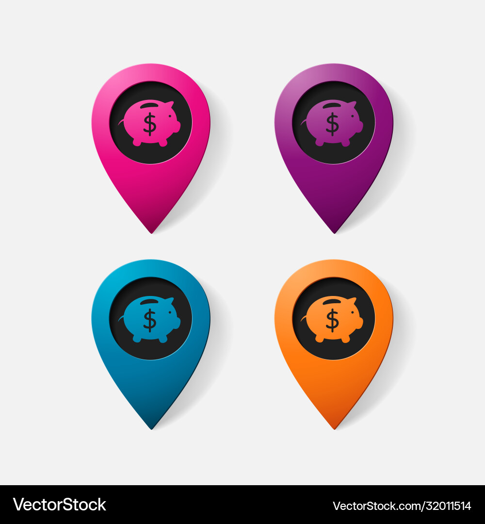 Realistic color pointer moneybox pig vector image