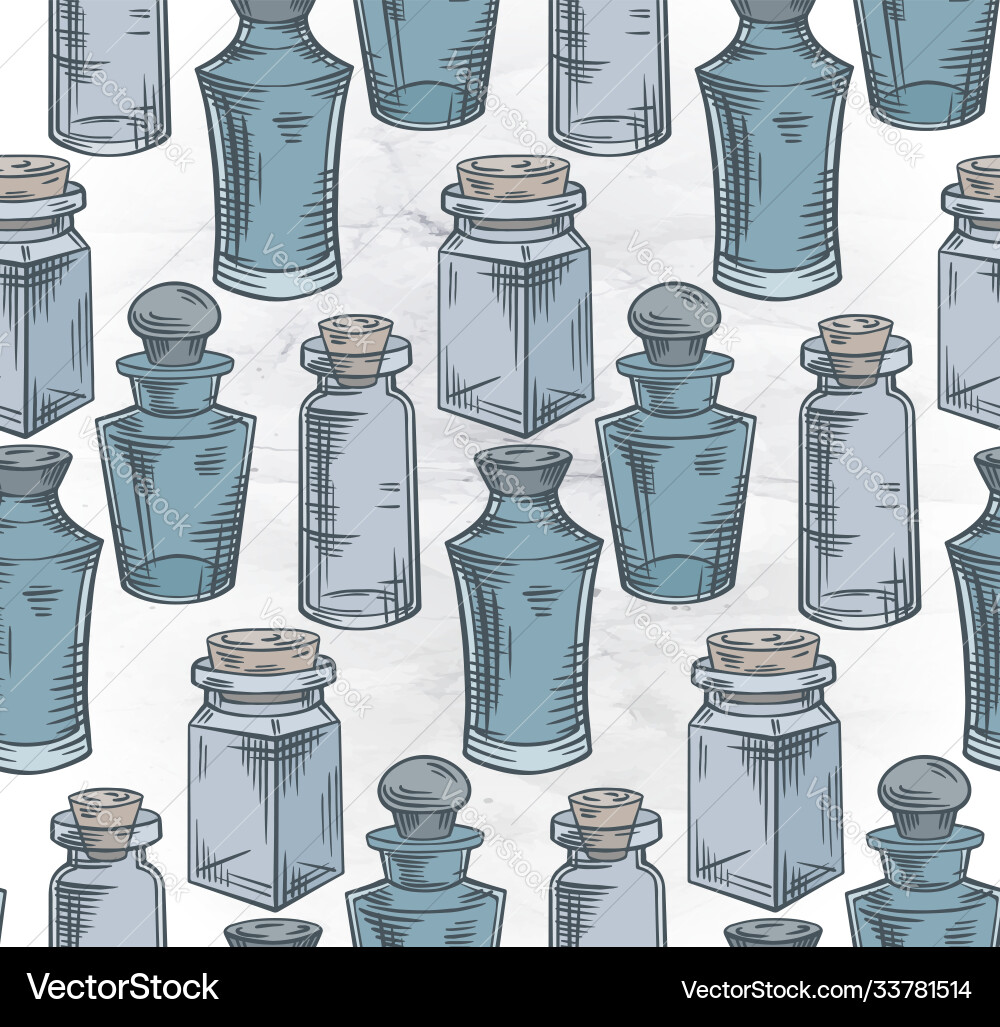 Seamless texture with colorful sketch bottles Seamless texture with colorful sketch bottles vector image