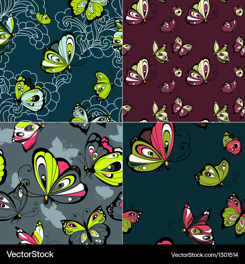Set of four beautiful seamless patterns vector image