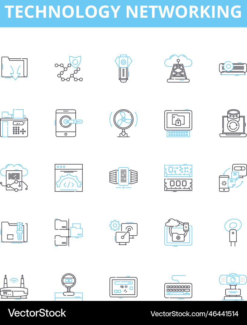 Technology networking line icons set Vector Image