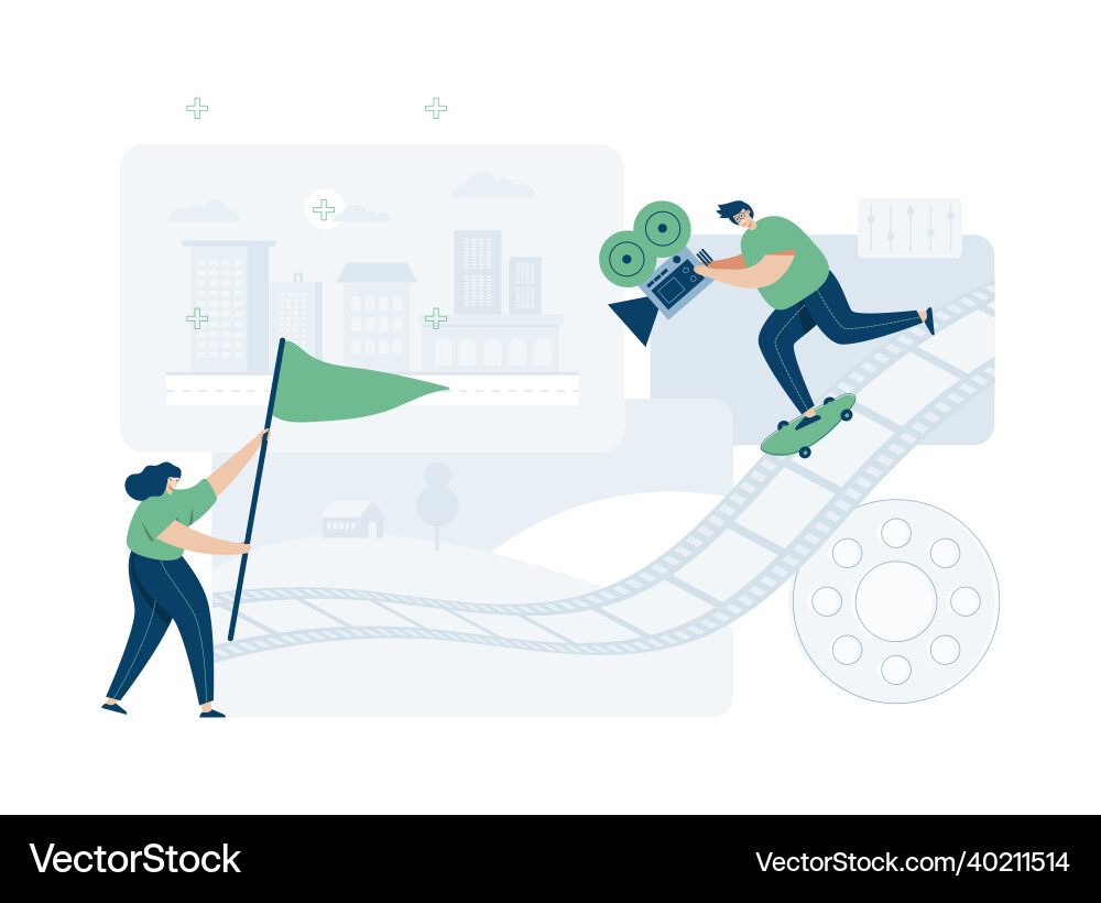 Video grapher working with web template Video grapher working with web template vector image