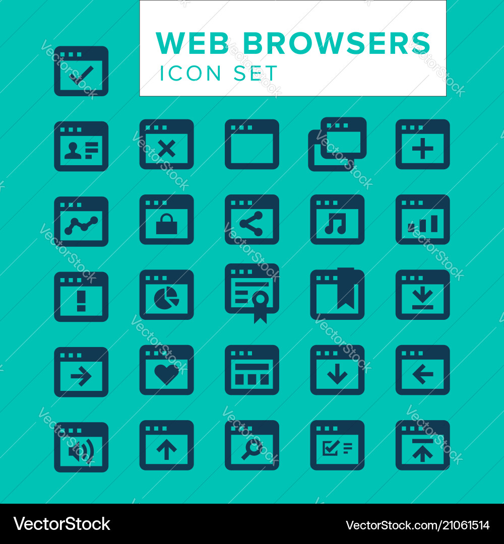 Web browsers icon set Web browsers icon set vector image