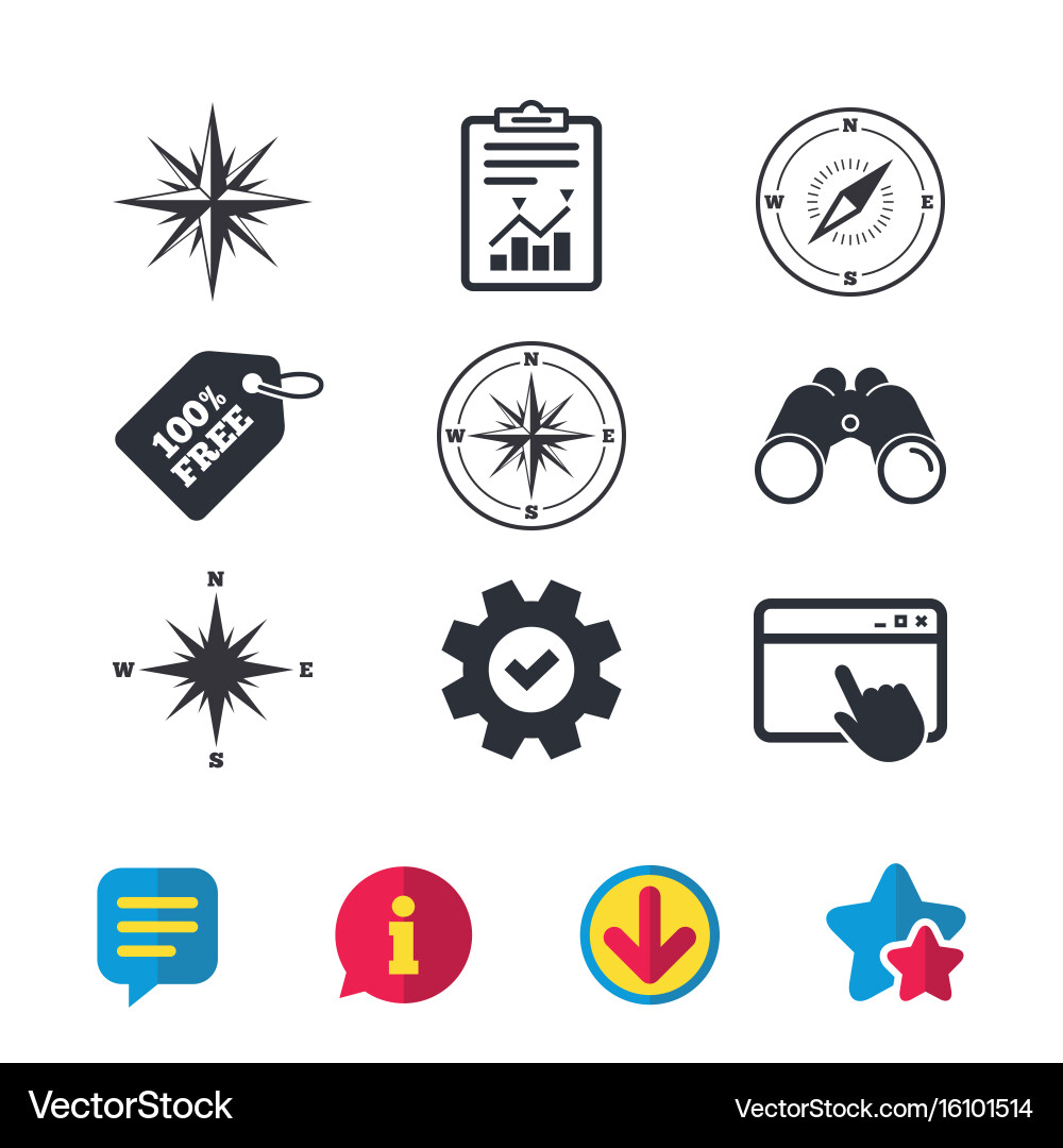 Windrose navigation icons compass symbols Vector Image