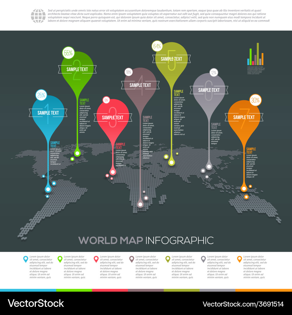 World Map Pointer Infographic vector image