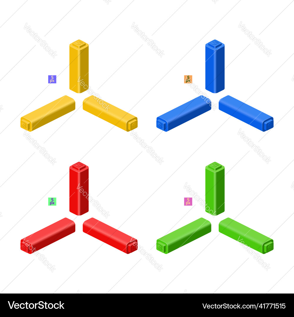 3d set of colored constructor kit in isometry 3d set of colored constructor kit in isometry vector image