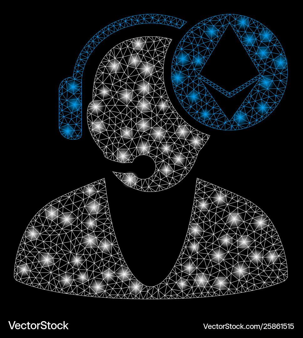 Bright mesh carcass ethereum operator with flash Bright mesh carcass ethereum operator with flash vector image