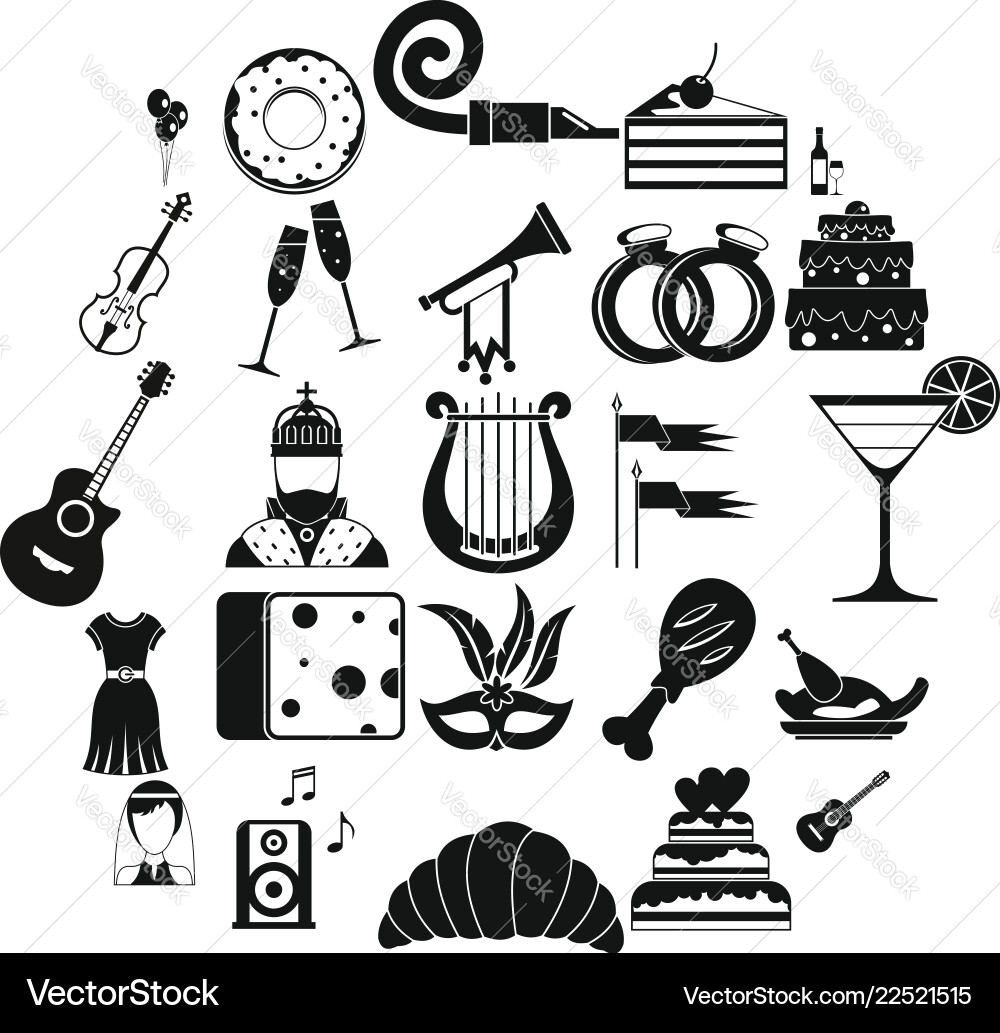 Feast icons set simple style Feast icons set simple style vector image