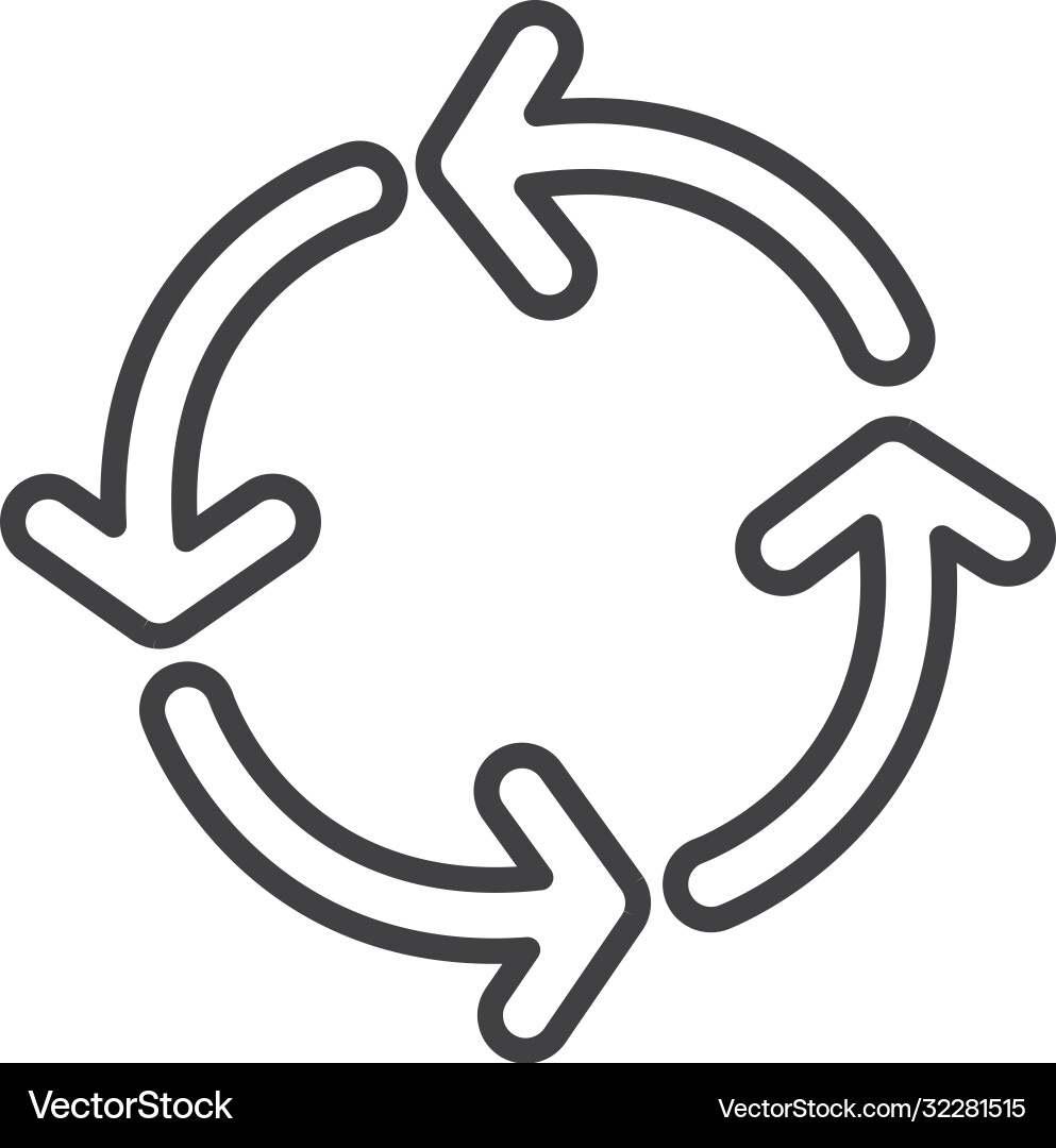 Four arrows in circle shape line style vector image