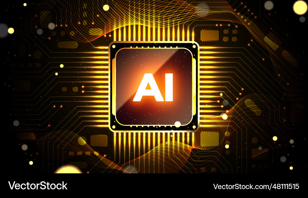 Glowing ai chipset processor and circuits Glowing ai chipset processor and circuits vector image