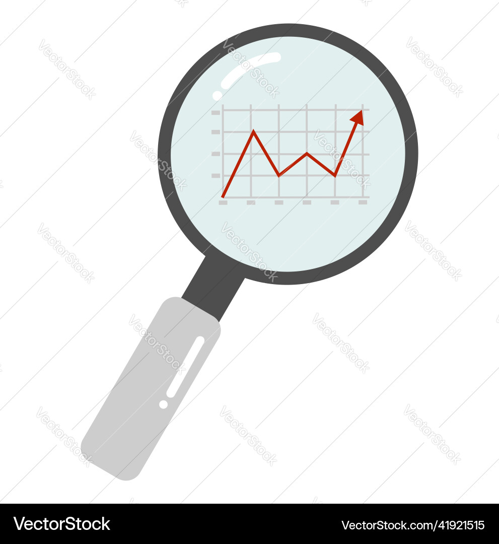 Magnifying glass with graph icon Magnifying glass with graph icon vector image