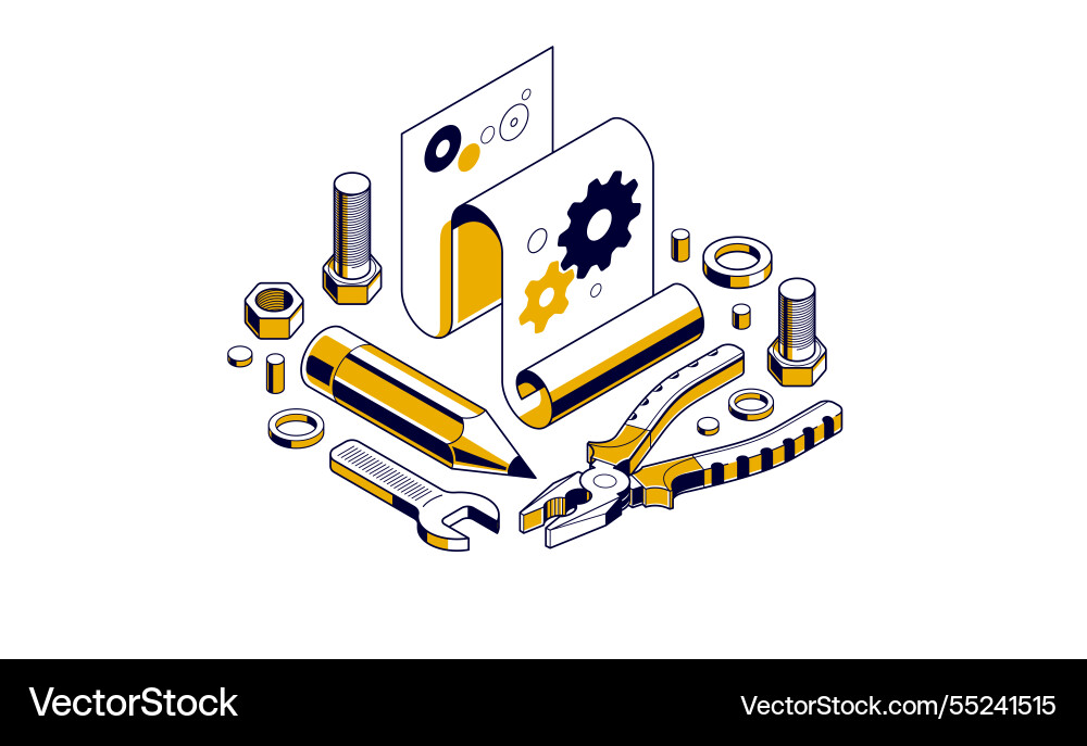 Mechanical engineering project in embodiment Mechanical engineering project in embodiment vector image