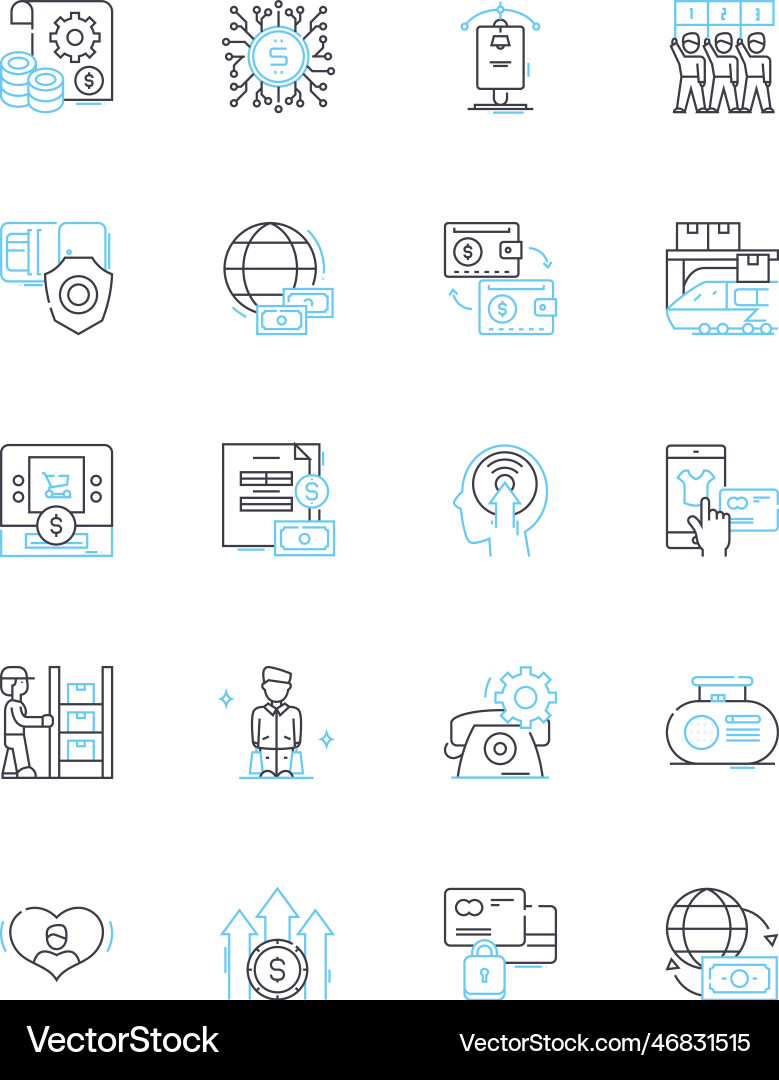 Sales tracking linear icons set metrics pipeline Sales tracking linear icons set metrics pipeline Vector Image